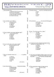 English Worksheet: REPORTED SPEECH REVISION