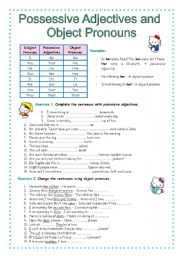 English Worksheet: Possessive adjectives and object pronouns