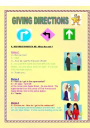 English Worksheet: GIVING DIRECTIONS!