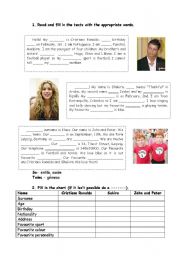 English Worksheet: Personal Information Revision Worksheet