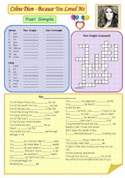 English Worksheet: Past Simple - Because You Loved Me lyrics by Celine Dion