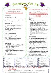 English Worksheet: The definite and indefinite articles