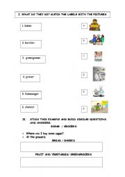 English worksheet: SHOPS AND SHOPKEEPERS