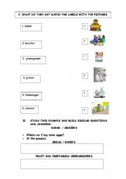 English Worksheet: SHOPS AND SHOPKEEPERS