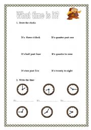 English worksheet: What time is it?