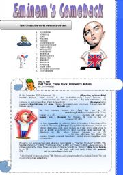 English Worksheet: Eminems Comeback (Gapfill)