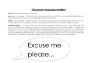English Worksheet: Classroom Language Bubbles