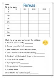 English worksheet: Pronouns