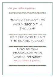 English worksheet: Classroom guide questions