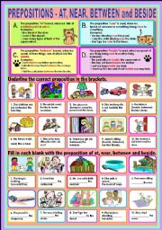 English Worksheet: Prepositions - At, near, between and beside