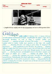 comprehension  TEST - Galileo Galilei 