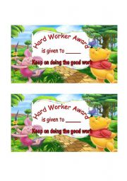 English Worksheet: Hard worker award