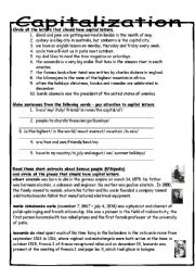 English Worksheet: Capitalization