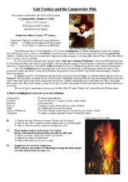 English Worksheet: Guy Fawkes and the Gunpowder Plot - 5th November, Bonfire Night