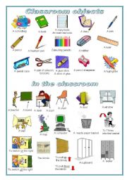 Classroom objects:  a pictionary (editable)