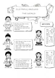 English Worksheet: CLOTHING AROUND THE WORLD