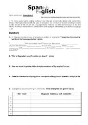 English Worksheet: spanglish - listening - NPR interview