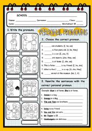 English Worksheet: PERSONAL PRONOUNS