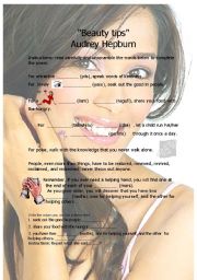 English Worksheet: BEAUTY TIPS POEM