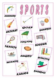 English Worksheet: Sports Flashcards