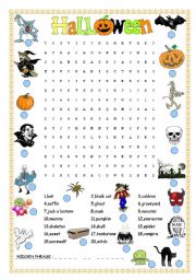 English Worksheet: Halloween wordsearch