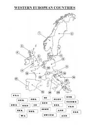 English Worksheet: European countries