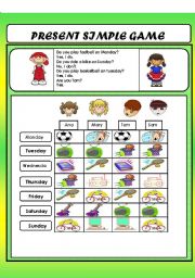 English Worksheet: Present simple game