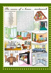 English Worksheet: The rooms of a house - wordsearch  (keys included)