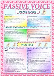 English Worksheet: PASSIVE VOICE- GRAMMAR REFERENCE AND PRACTICE 