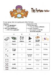 English Worksheet: The Fortune Teller (will, wont) 