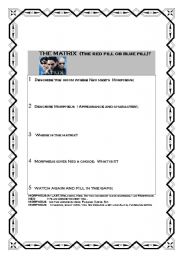 English Worksheet: The Matrix video clip lesson 