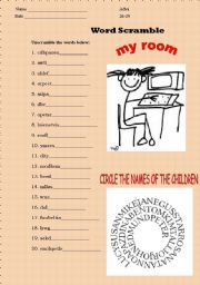 English worksheet: ROOM VOCABULARY