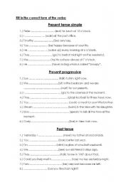 English Worksheet: Tenses Revision