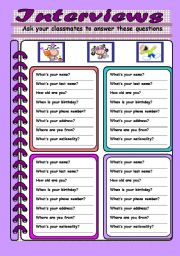 English Worksheet: Interviews