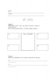 English worksheet: My Idol worksheet