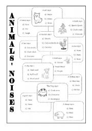 English worksheet: Animals noises