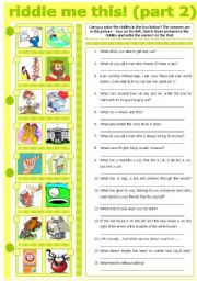 English Worksheet: RIDDLE ME THIS! (PART 2)