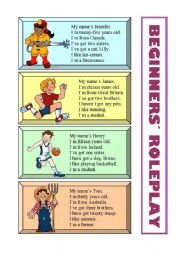 Role plays worksheets