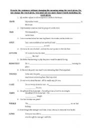 English Worksheet:  Rephrasing english sentences