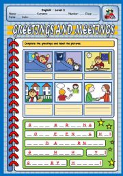 English Worksheet: GREETINGS AND MEETINGS