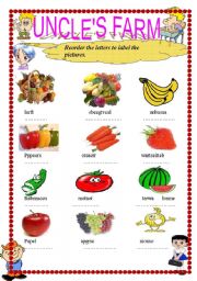 English Worksheet: MIXED VEGETABLES AND FRUIT