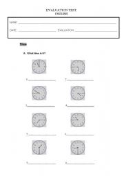 English Worksheet: English test - time, present simple, past simple, adverbs of frequency - 5 pages