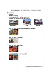 English worksheet: EMERGENCIES