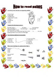 English Worksheet: How to read palms...