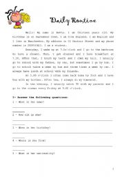 English Worksheet: DAILY ROUTINE