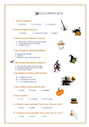 English Worksheet: HALLOWEEN QUIZ