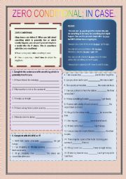 English Worksheet: ZERO CONDITIONAL - IN CASE