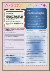 English Worksheet: ZERO CONDITIONAL - IN CASE