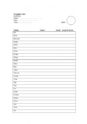 English worksheet: Irregular verbs - test