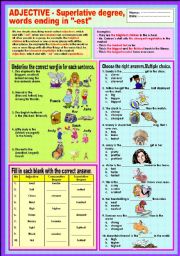 English Worksheet: Adjective - Superlative degree, words ending in -est